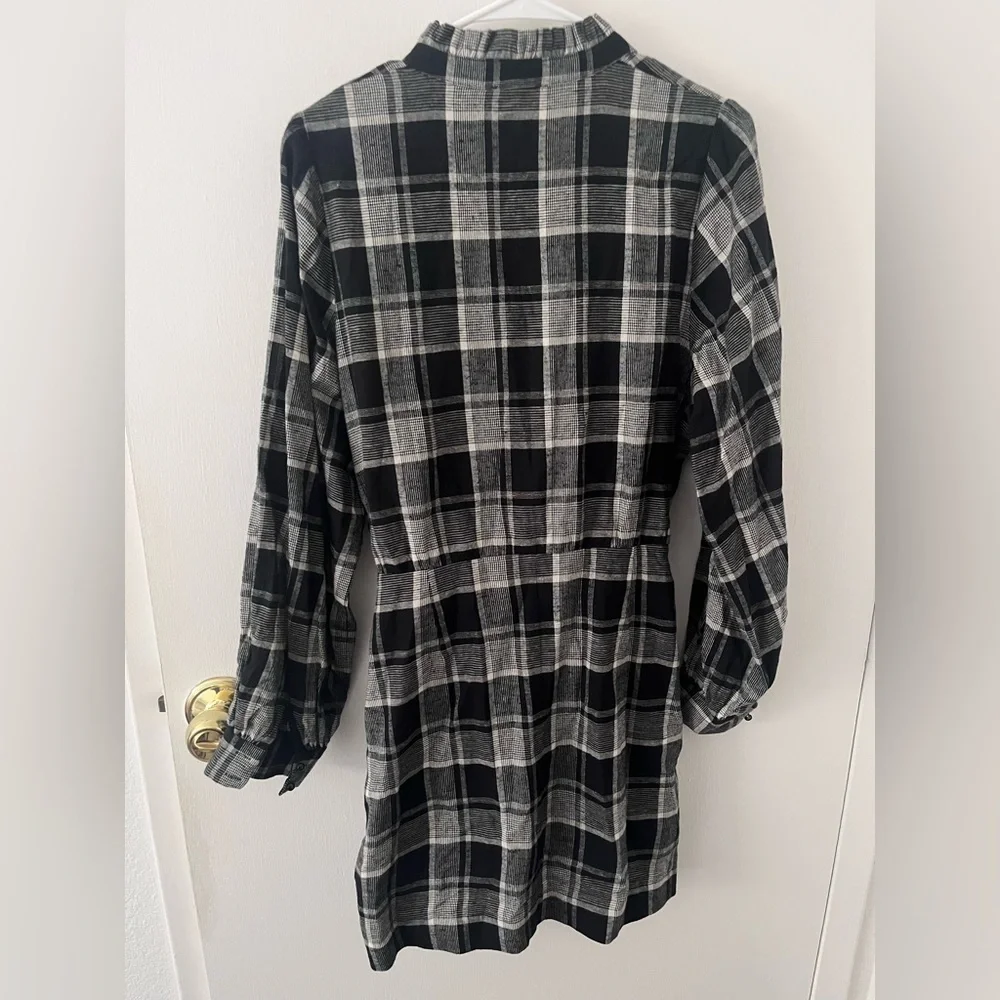 Sezane Capri Flannel Shirtdress Mini Wrap Washington Check French Academia 40 - Picture 8 of 16